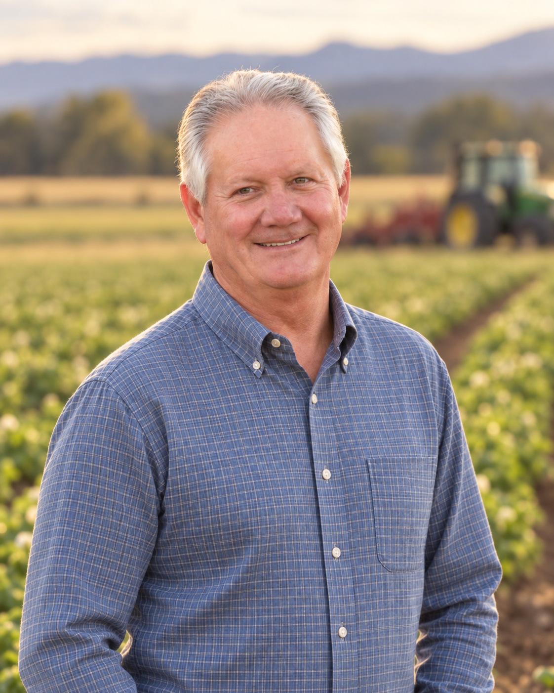 Jed Taylor standing in a farm field